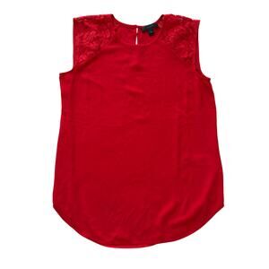 J.Crew Red Lace Shoulder Sleeveless Blouse Top Size 0